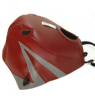 Copriserbatoio Bagster per Kawasaki ZZR 1100 90-92 in similpelle rosso e acciaio
