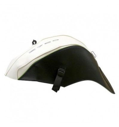 Copriserbatoio Bagster per Kawasaki Z750 07-12 in similpelle bianco, nero e bordo verde madreperla