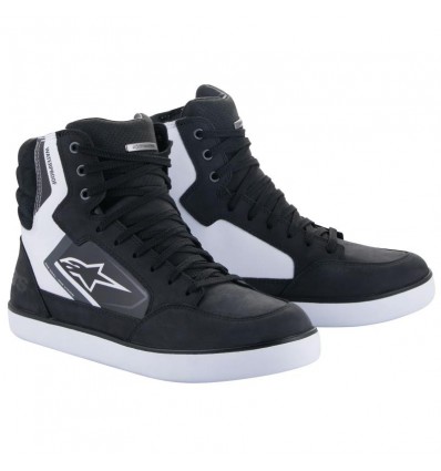 Scarpe da moto Alpinestars J-6 Waterproof in pelle nera e bianca