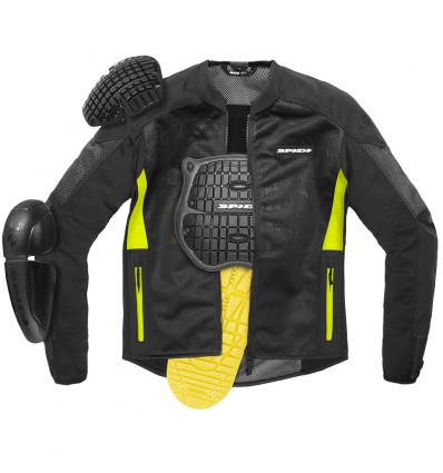 Giacca da moto Spidi Super Net nera e gialla fluo Giacca da moto Spidi Super Net nera e gialla fluo