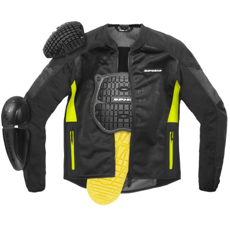 Giacca da moto Spidi Super Net nera e gialla fluo Giacca da moto Spidi Super Net nera e gialla fluo