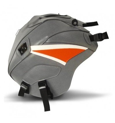 Copriserbatoio Bagster per Honda CBR 125 e 250 11-14 in similpelle grigio acciaio, bianco e arancione