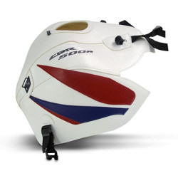 Copriserbatoio Bagster per Honda CBR500 R 13-14 in similpelle bianco con triangoli blu baltico e rosso
