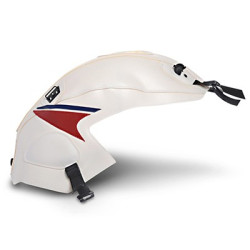Copriserbatoio Bagster per Honda CBR 650F dal 2014 in similpelle bianco con triangolo blu baltico e rosso