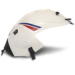 Copriserbatoio Bagster per Honda CB 650F dal 2014 in similpelle bianco con triangolo blu baltico e rosso