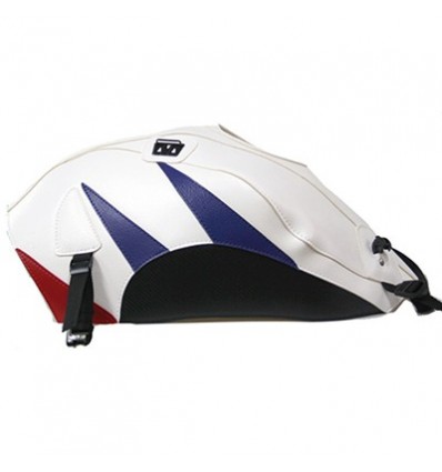 Copriserbatoio Bagster per Honda CBR 1000RR 12-16 in similpelle bianco con deco blu baltico e rosso