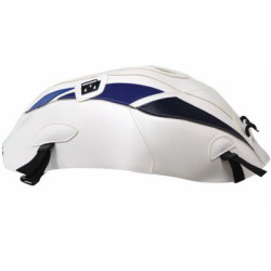 Copriserbatoio Bagster per Suzuki GSX-R 1000 09-16 in similpelle bianco con triangolo blu