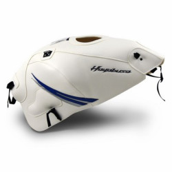 Copriserbatoio Bagster per Suzuki GSX 1300R Hayabusa 08-18 bianco, triangolo blu gitan e argento