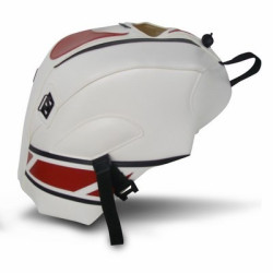 Copriserbatoio Bagster per Yamaha YZF R125 08-18 in similpelle anniversario bianco, deco rosso e nero