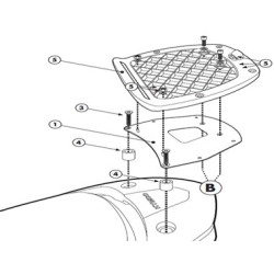 Piastra posteriore Givi per Kymco Downtown 300i 09-14 valigie Monolock Piastra posteriore Givi per Kymco Downtown 300i 09-14 valigie Monolock