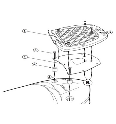 Piastra posteriore Givi per Kymco Downtown 300i 09-14 valigie Monolock Piastra posteriore Givi per Kymco Downtown 300i 09-14 valigie Monolock