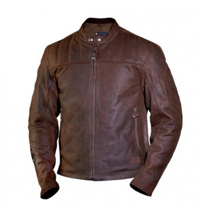 Giacca da moto in pelle Roland Sands Design da uomo mod. ENZO MAHOGANY