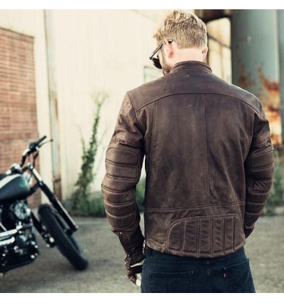Giacca da moto in pelle Roland Sands Design da uomo mod. ENZO MAHOGANY Giacca da moto in pelle Roland Sands Design da uomo mod. ENZO MAHOGANY