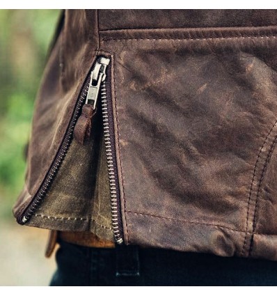 Giacca da moto in pelle Roland Sands Design da uomo mod. ENZO MAHOGANY Giacca da moto in pelle Roland Sands Design da uomo mod. ENZO MAHOGANY