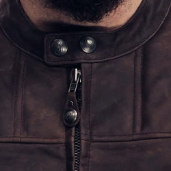 Giacca da moto in pelle Roland Sands Design da uomo Enzo Mahogany marrone Giacca da moto in pelle Roland Sands Design da uomo Enzo Mahogany marrone