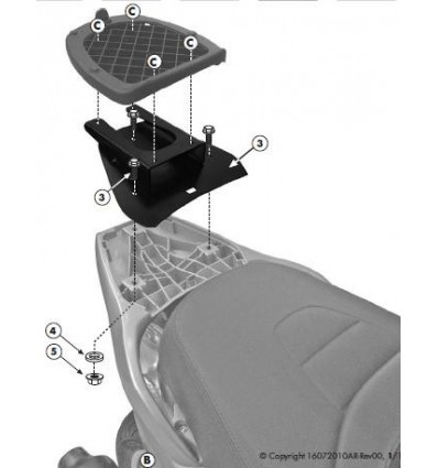 Piastra posteriore Givi per Piaggio Beverly 125-300ie 10-14 e Beverly 350 Sport Touring 12-14 valigie Monolock Piastra posteriore Givi per Piaggio Beverly 125-300ie 10-14 e Beverly 350 Sport Touring 12-14 valigie Monolock