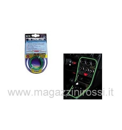 Cavetto elettrico luminescente El String verde 2mt Cavetto elettrico luminescente El String verde 2mt