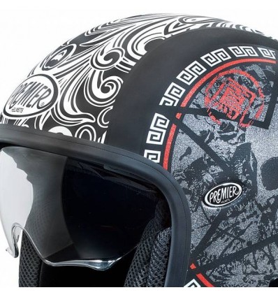 Casco Premier Jet Vintage grafica SK nero opaco Casco Premier Jet Vintage grafica SK nero opaco