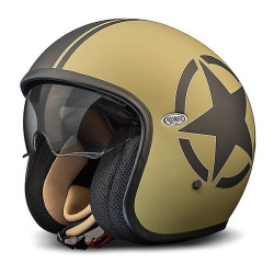 Casco Premier Jet Vintage grafica Star verde militare e nero opaco