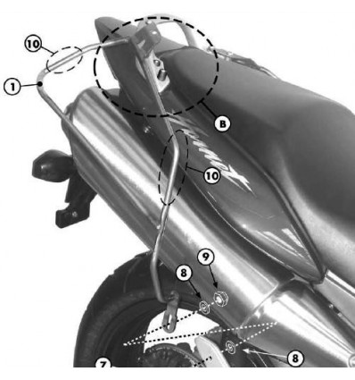 Telaietti laterali Givi per borse morbide Honda CB600F Hornet 98-06 Telaietti laterali Givi per borse morbide Honda CB600F Hornet 98-06