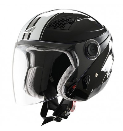 Casco Astone Helmets DJ10 Stripes doppia visiera nero e bianco Casco Astone Helmets DJ10 Stripes doppia visiera nero e bianco