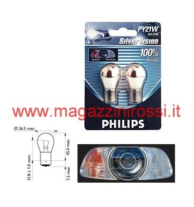 Coppia lampade Philips Silver Vision arancio cromo Coppia lampade Philips Silver Vision arancio cromo
