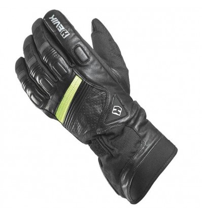 Guanti da moto Hevik Stoccolma in pelle neri e giallo fluo Guanti da moto Hevik Stoccolma in pelle neri e giallo fluo