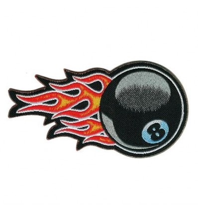 Patch adesiva in tessuto con palla 8 infuocata