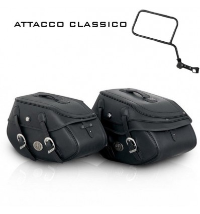 Valigie laterali in pelle Hepco & Becker Buffalo 30 litri nere attacco classico