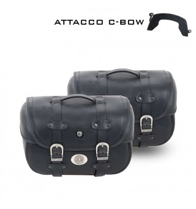 Valigie laterali in pelle Hepco & Becker Liberty Big nere attacco C-Bow