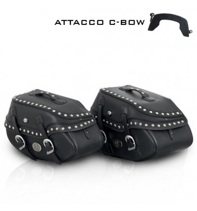 Valigie laterali in pelle Hepco & Becker Buffalo Big Custom 35 litri nere attacco C-Bow