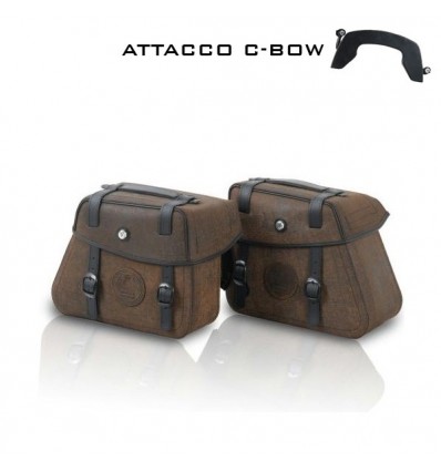 Valigie laterali in pelle Hepco & Becker Rugged marroni 24 litri attacco C-Bow