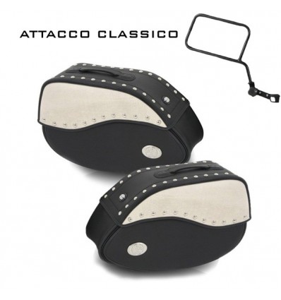 Valigie laterali in pelle Hepco & Becker Ivory 30 litri avorio attacco classico Valigie laterali in pelle Hepco & Becker Ivory 30 litri avorio attacco classico