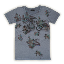 T-Shirt Rude Riders da uomo Mood Indigo con stampa e collo a V T-Shirt Rude Riders da uomo Mood Indigo con stampa e collo a V