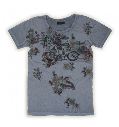T-Shirt Rude Riders da uomo Mood Indigo con stampa e collo a V T-Shirt Rude Riders da uomo Mood Indigo con stampa e collo a V