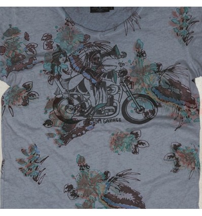 T-Shirt Rude Riders da uomo Mood Indigo con stampa e collo a V T-Shirt Rude Riders da uomo Mood Indigo con stampa e collo a V
