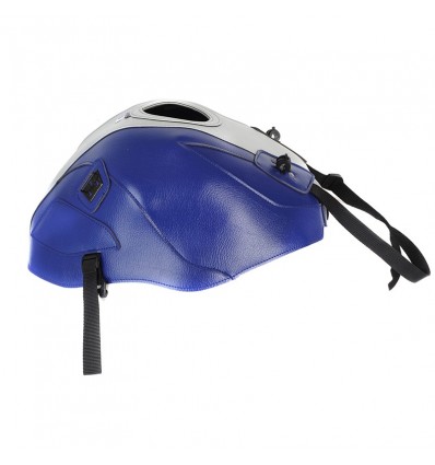 Copriserbatoio Bagster per Yamaha YZF R3 in similpelle argento e blu baltico