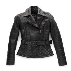 Giacca da moto in pelle Blauer TRINITY da donna nera