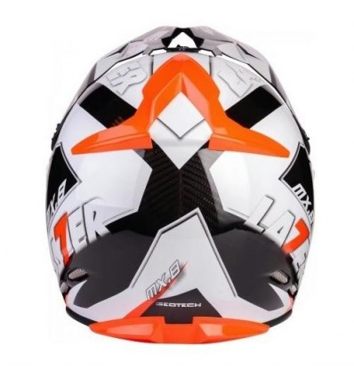 Casco Lazer enduro MX8 Geotech Carbon bianco e arancio Casco Lazer enduro MX8 Geotech Carbon bianco e arancio
