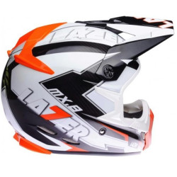 Casco Lazer enduro MX8 Geotech Carbon bianco e arancio Casco Lazer enduro MX8 Geotech Carbon bianco e arancio