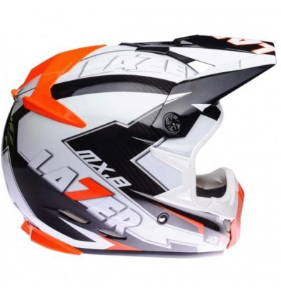 Casco Lazer enduro MX8 Geotech Carbon bianco e arancio Casco Lazer enduro MX8 Geotech Carbon bianco e arancio