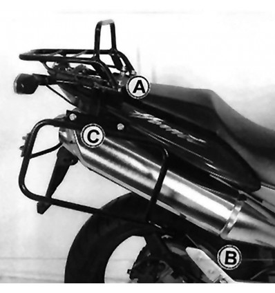 Portapacchi e telai laterali Hepco & Becker neri per Honda CB 600F Hornet 03-06 Portapacchi e telai laterali Hepco & Becker neri per Honda CB 600F Hornet 03-06