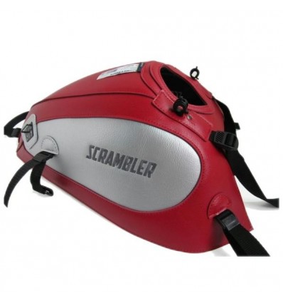 Copriserbatoio Bagster per Ducati Scrambler 800 in similpelle rosso e argento