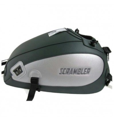Copriserbatoio Bagster per Ducati Scrambler 800 in similpelle verde scuro e argento