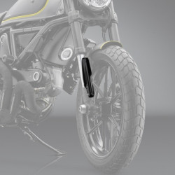 Protezione per steli forcelle Rizoma su Ducati Scrambler nere Protezione per steli forcelle Rizoma su Ducati Scrambler nere