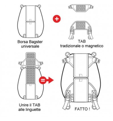 Accessorio Bagster TAB aggancio magnetico per borse predisposte Accessorio Bagster TAB aggancio magnetico per borse predisposte