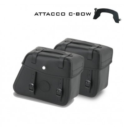 Valigie laterali in pelle Hepco & Becker Rugged nere 24 litri attacco C-Bow
