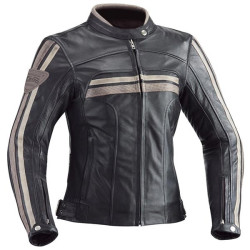 Giacca moto da donna in pelle Ixon Heroes Lady nera e beige