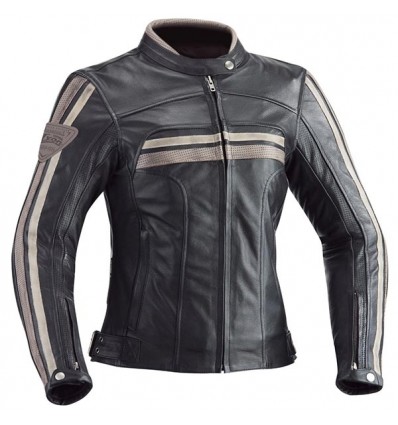 Giacca moto da donna in pelle Ixon Heroes Lady nera e beige
