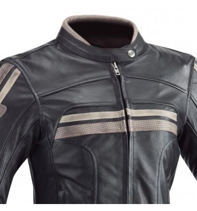 Giacca moto da donna in pelle Ixon Heroes Lady nera e beige Giacca moto da donna in pelle Ixon Heroes Lady nera e beige